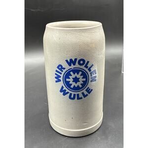 Wir Wollen Wulle Stoneware 1 Liter Beer Mug German Stein - 7" Tall 3.5" Diameter
